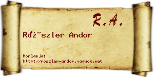 Röszler Andor névjegykártya